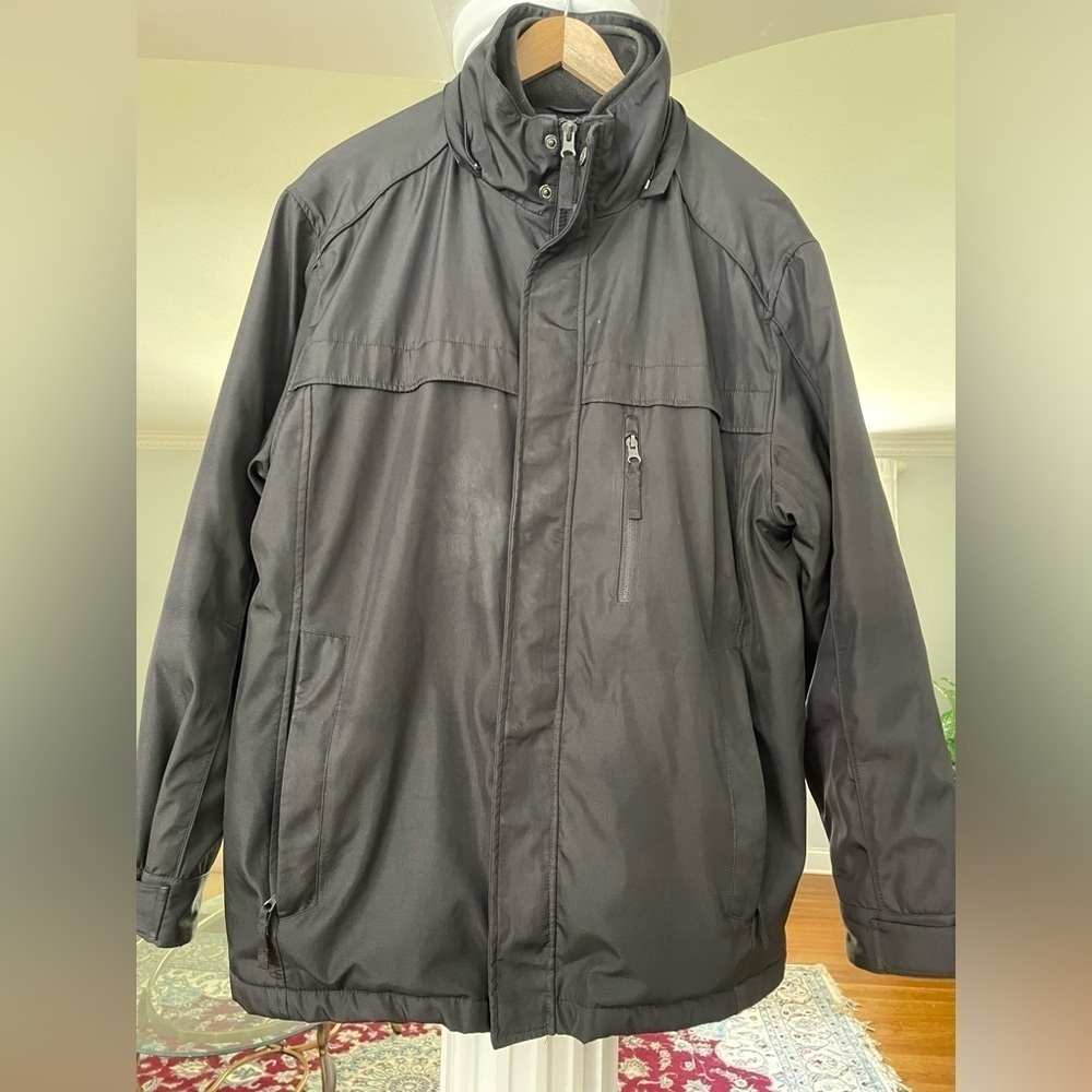St.John’s Bay men’s Double Layered Double zipper black Large winter jacket.Large